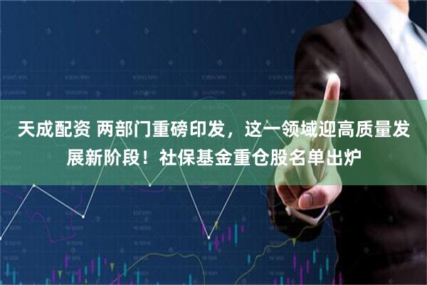 天成配资 两部门重磅印发,这一领域迎高质量发展新阶段!社保基金重仓股名单出炉